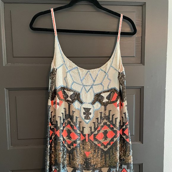 All Saints Spitalfields Sequin Aztec Dress | Size UK 12 / US 8 - Picture 1 of 8